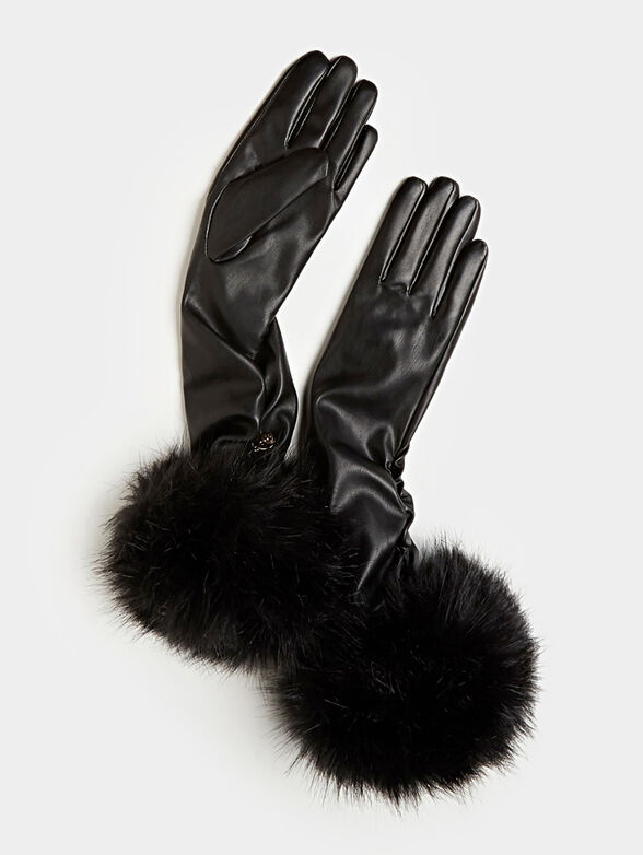 Long gloves with faux fur trim - 1