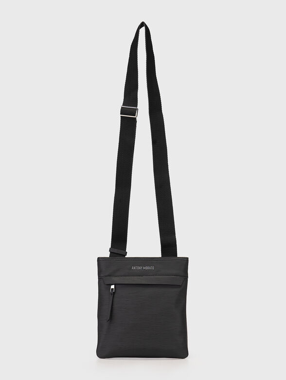 Black texturized faux leather crossbody bag  - 2