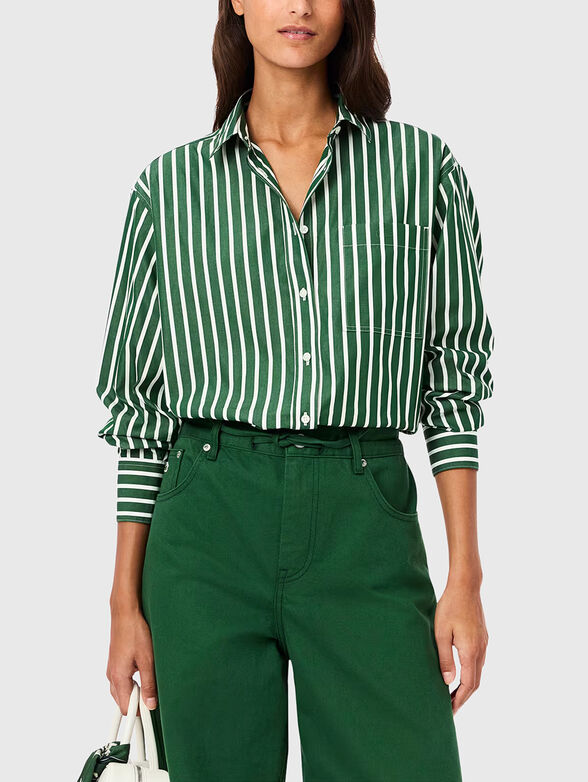 Striped long sleeved cotton shirt - 1