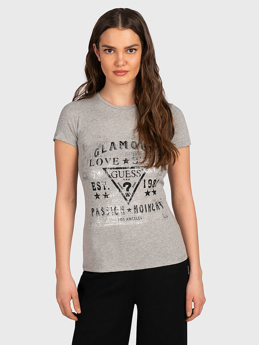 VARENNA black cotton T-shirt with logo print