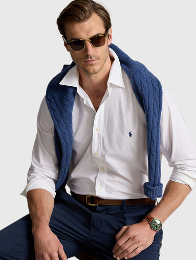 Cotton shirt with logo embroidery - 5