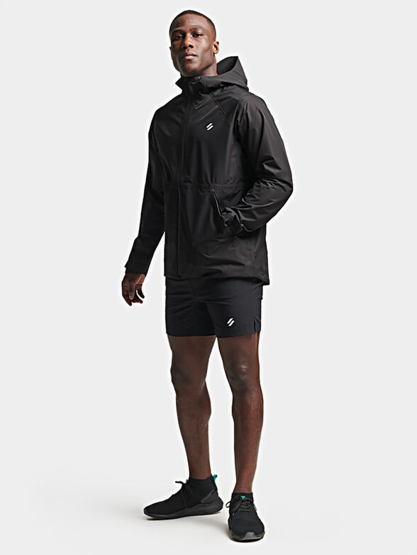 Black waterproof jacket with zip and hood - 2