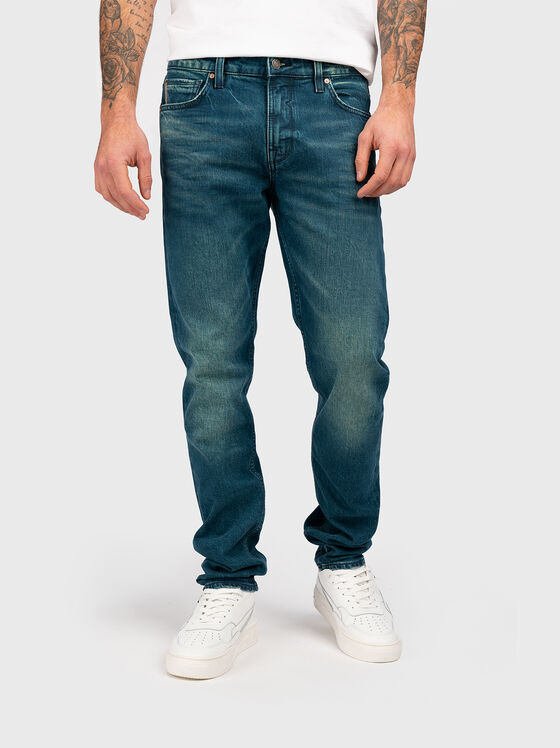 Blue slim jeans with accent pocket - 1