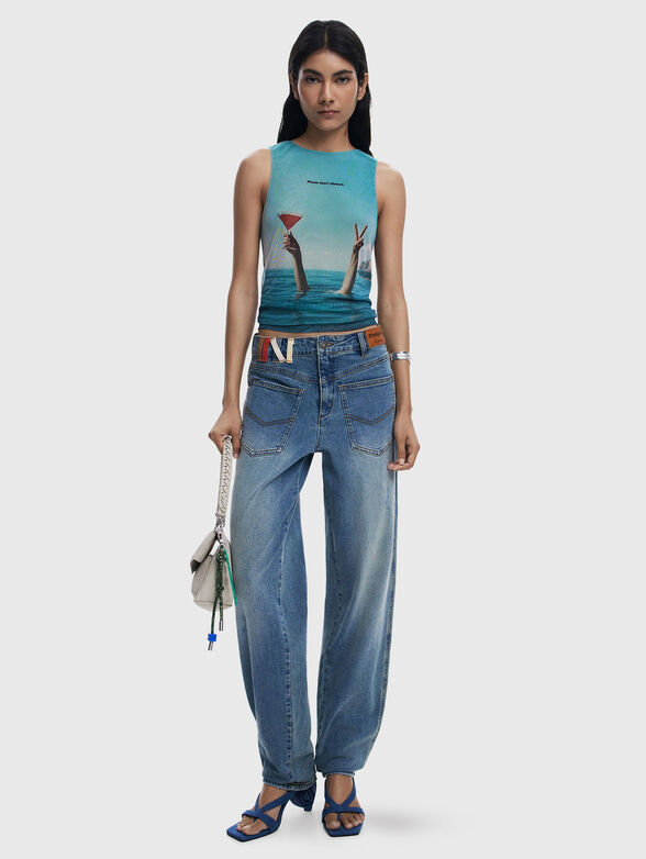 Top with accent print - 2