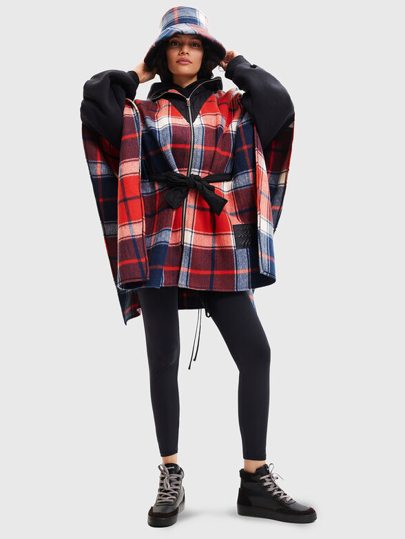 Poncho with zip and tartan pattern - 4