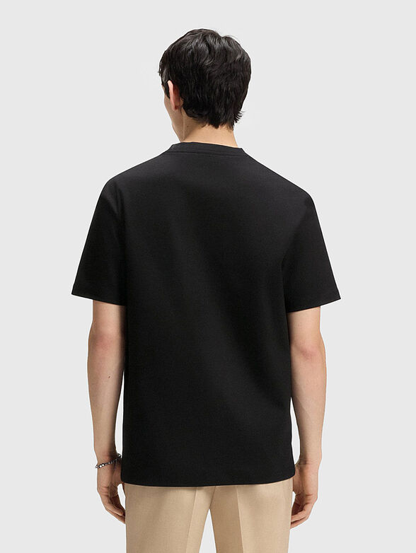 Cotton T-shirt with oval neckline in black - 3