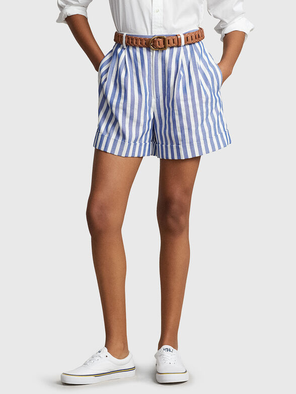 Striped cotton blend shorts - 1