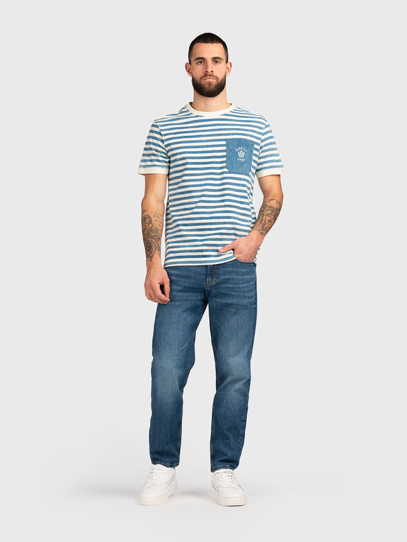 Striped cotton T-shirt with pocket - 2