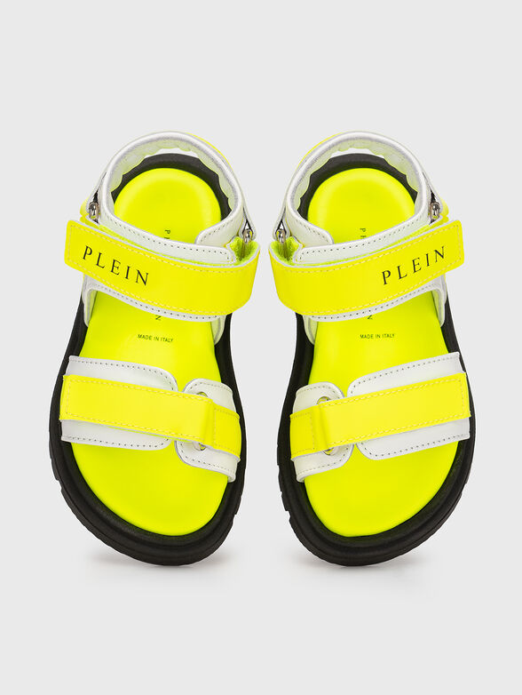 FUSBET leather sandals in neon yellow - 6