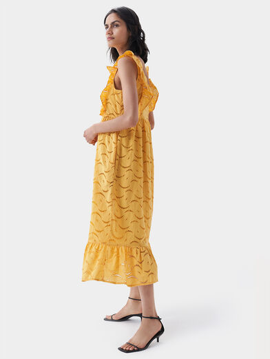 Dress in yellow color with English embroidery - 2