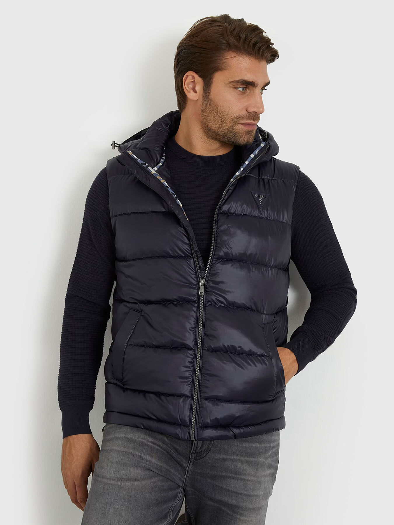Guess puffer vest mens discount