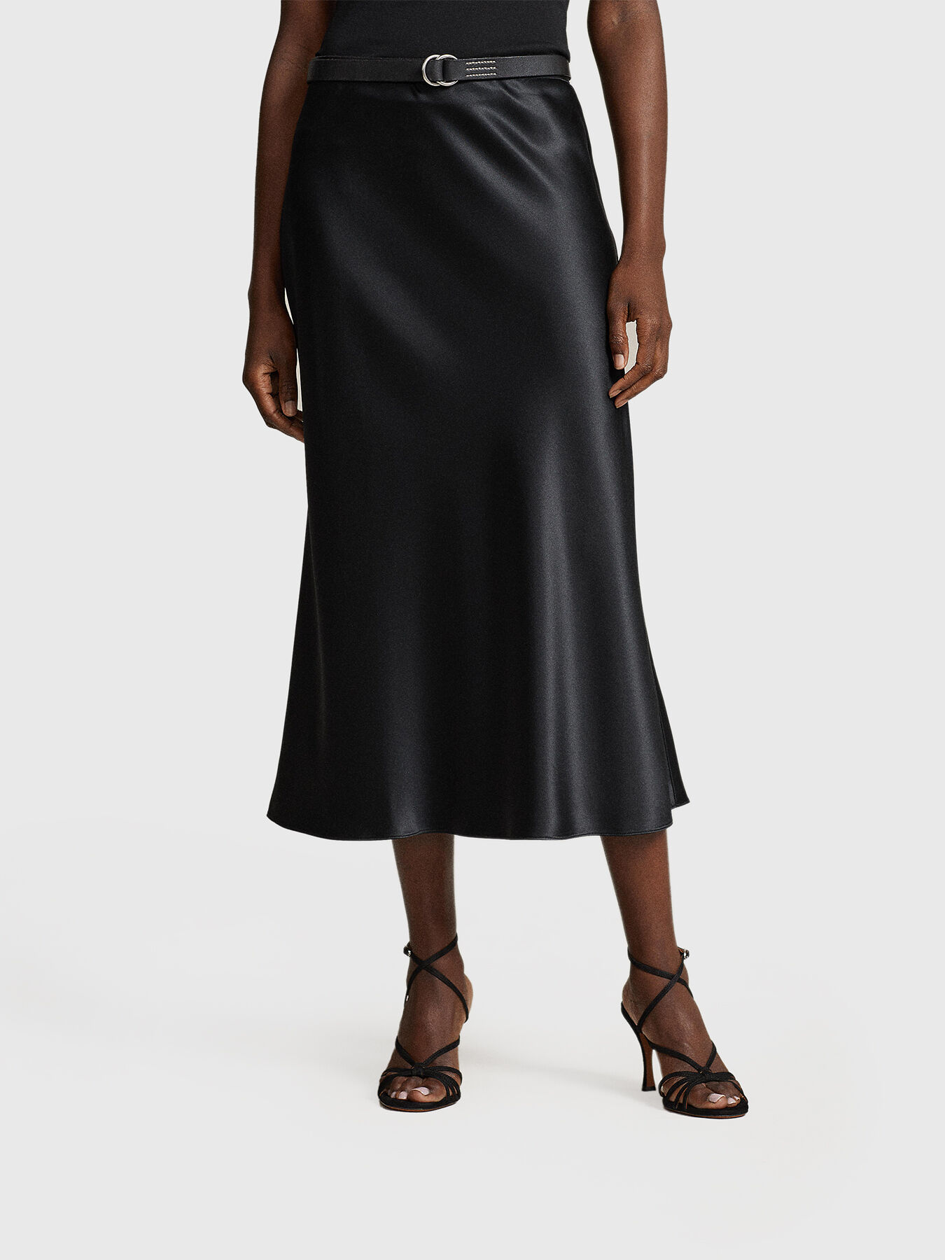 Black silk midi skirt brand POLO RALPH LAUREN Globalbrandsstore en
