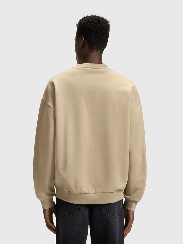 Cotton sweatshirt with oval neckline and accent logo - 3