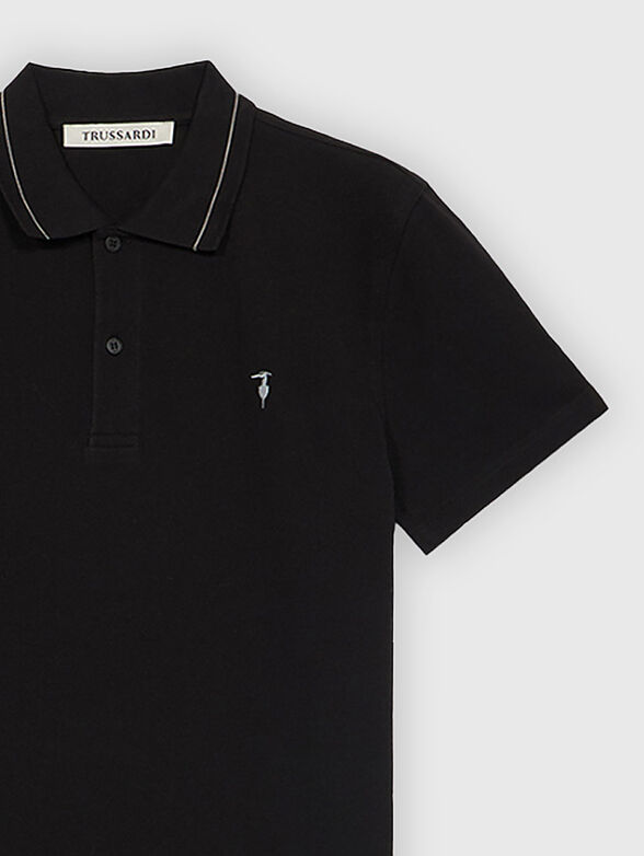 Cotton polo shirt with accent collar - 2