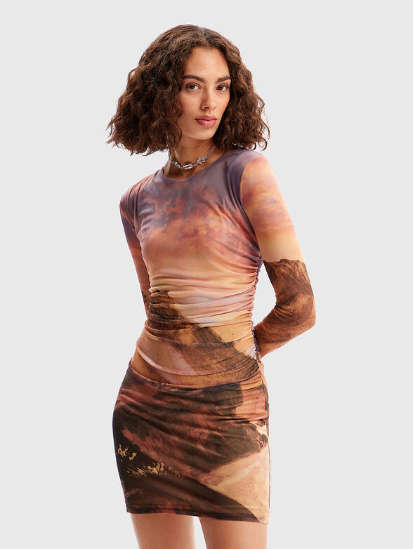 Slim dress with multicolour print - 1