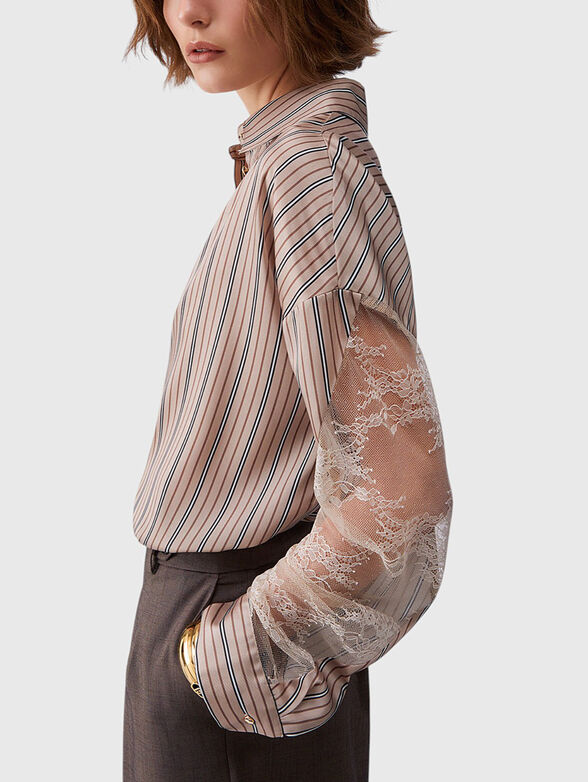 Striped shirt with lace details - 4