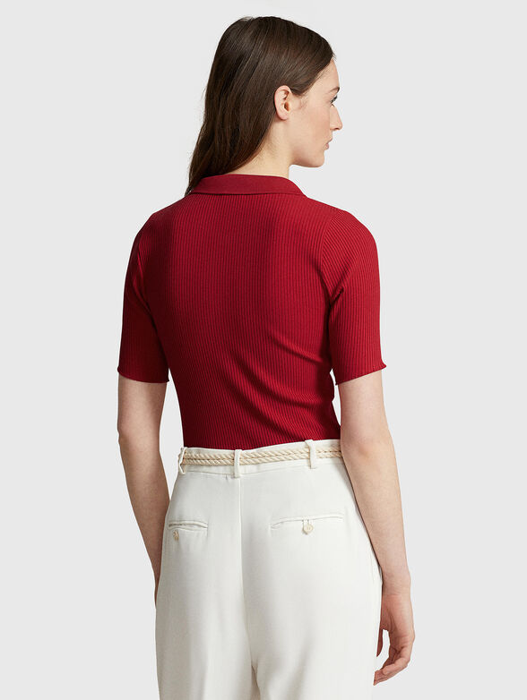 Dark red Polo-shirt made of elastic rips - 3