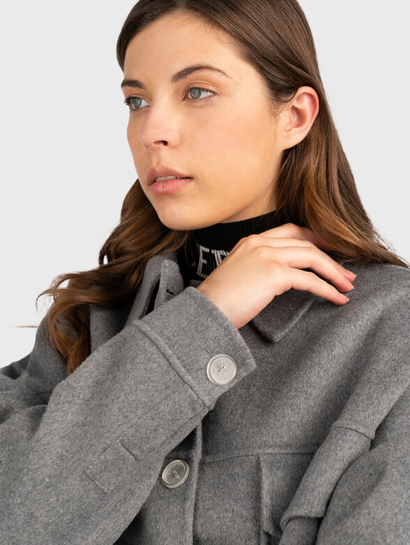 Grey wool blend coat  - 3