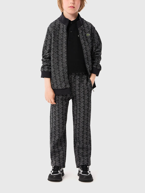 Black sports trousers with geometric pattern - 4