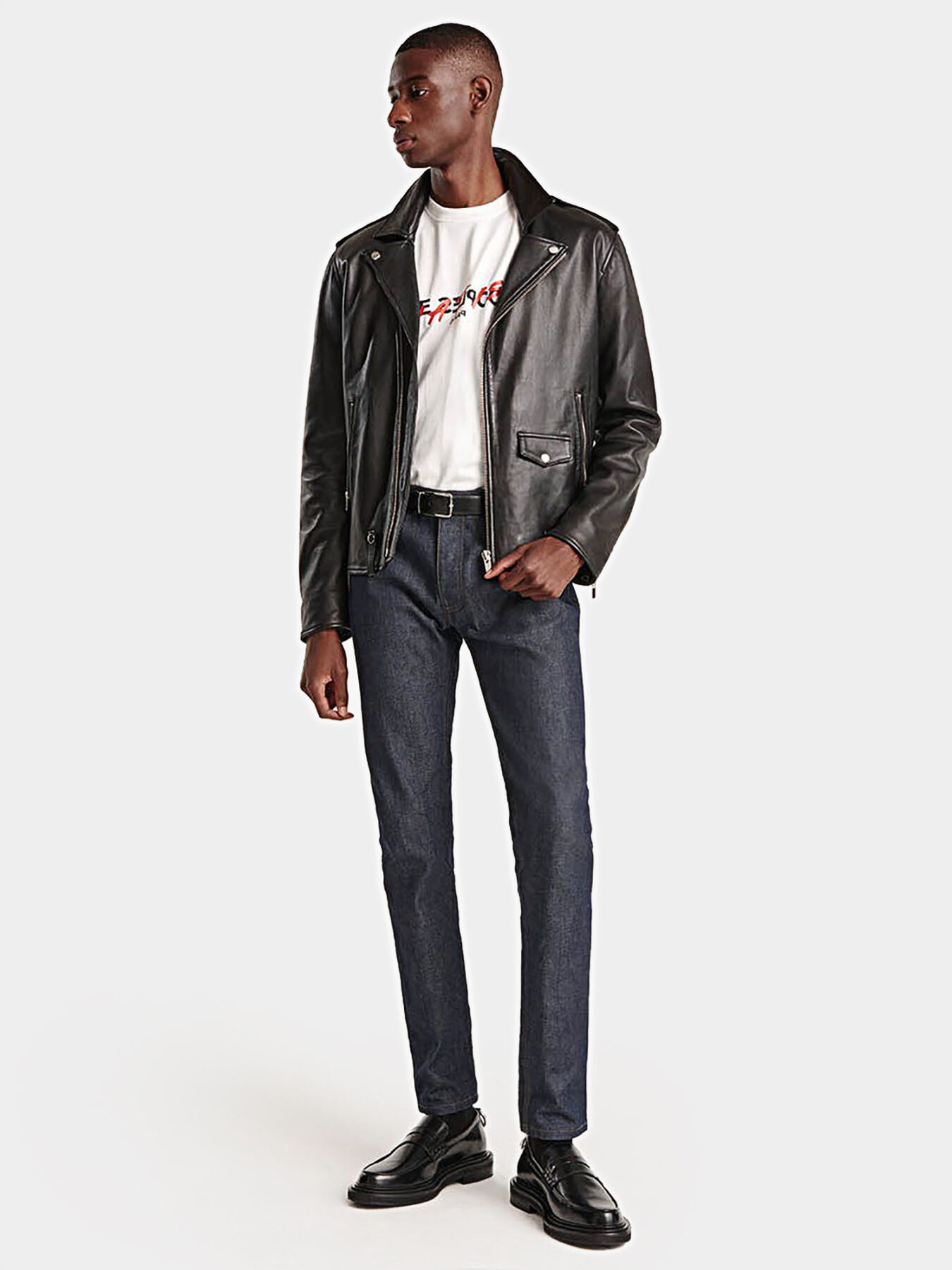 Black biker jacket brand THE KOOPLES Globalbrandsstore en