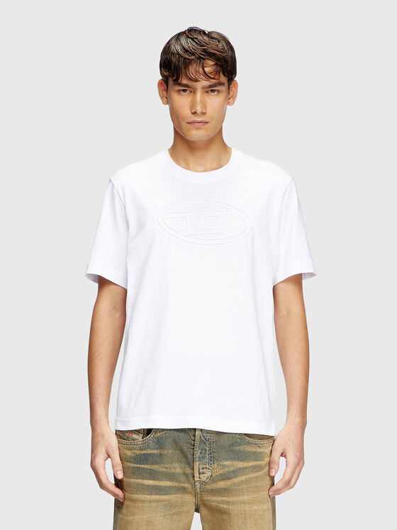 Бяла тениска T-ADJUST-BIGOVAL от памук с лого  - 1