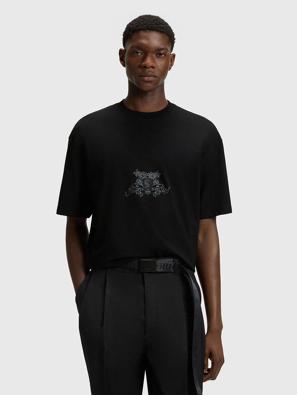 Cotton T-shirt with oval neckline - 1