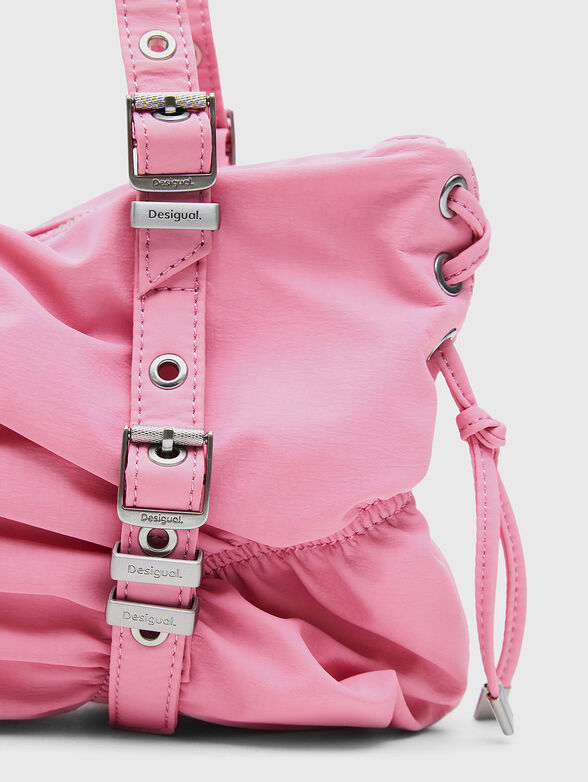 Pink nylon bag with buckles - 5