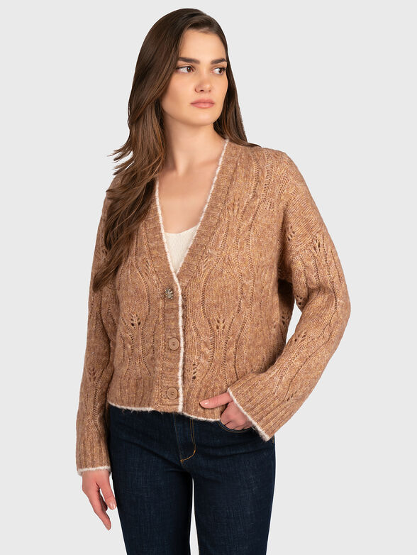 Brown wool blend cardigan with buttons - 1