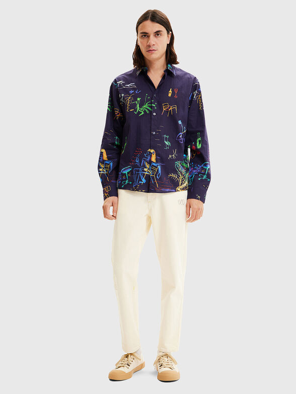 MIAMI blue shirt with contrasting print - 2