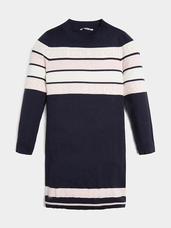 Blue dress with logo detail - 1