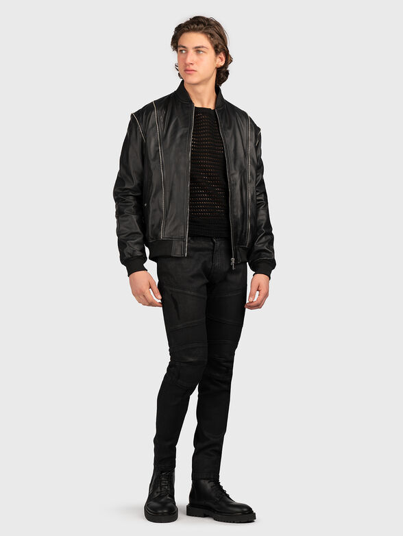 Leather jacket with accent zips - 2