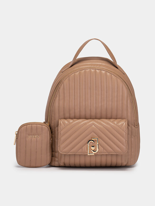 Backpack with quilted effect and metal logo detail - 1