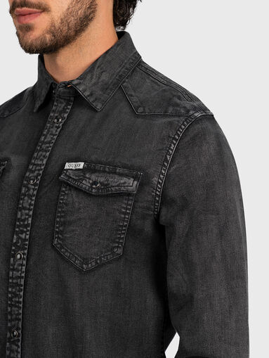 Denim shirt in black - 3