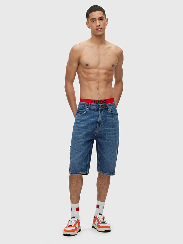 Denim shorts with logo accent - 4