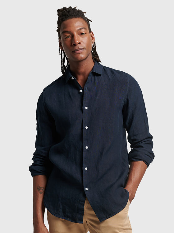 STUDIOS navy blue linen shirt - 1