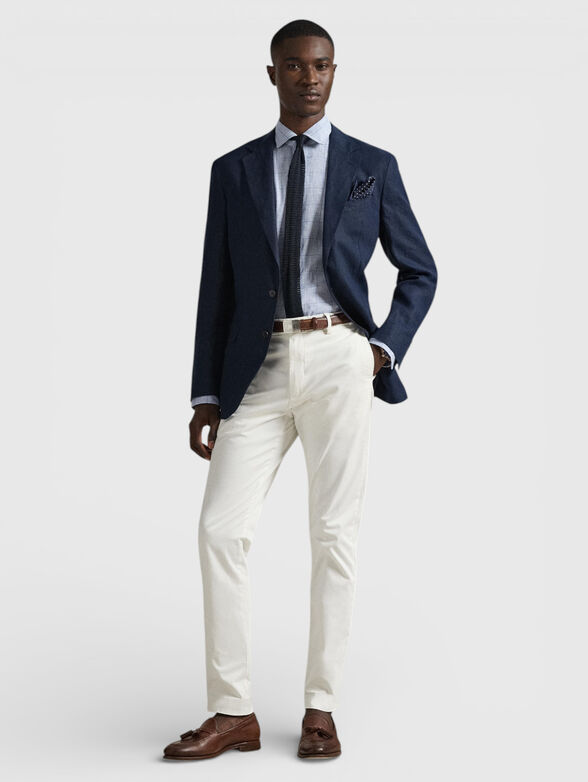 Straight cotton blend trousers - 4