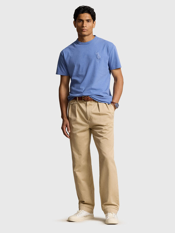 Blue T-shirt with logo embroidery - 2