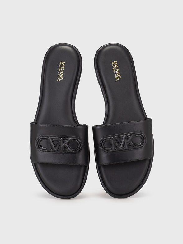 Black leather slippers - 6