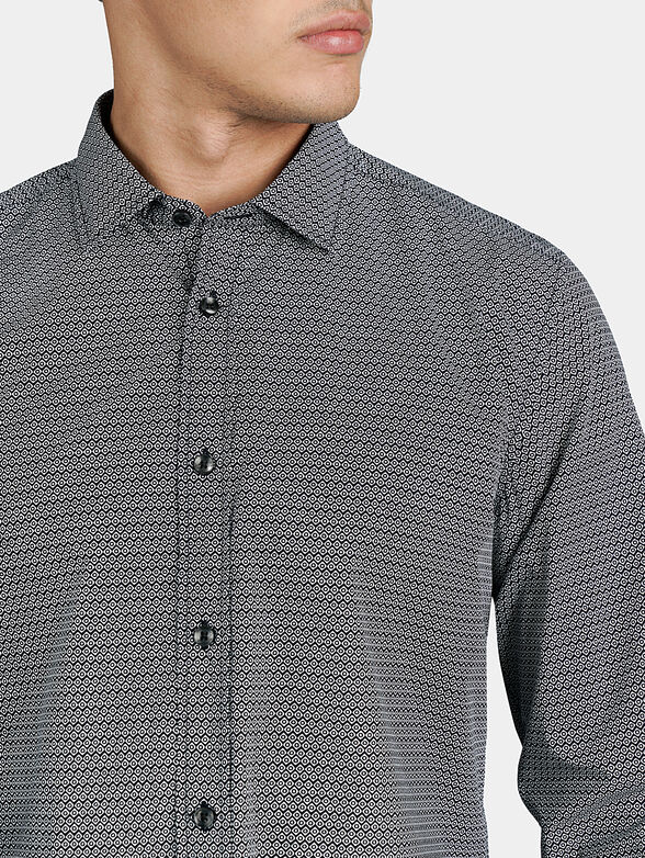 Cotton shirt with geometric micro print - 2
