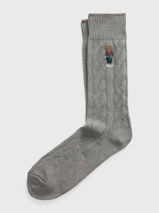 Grey socks with Polo Bear embroidery - 1