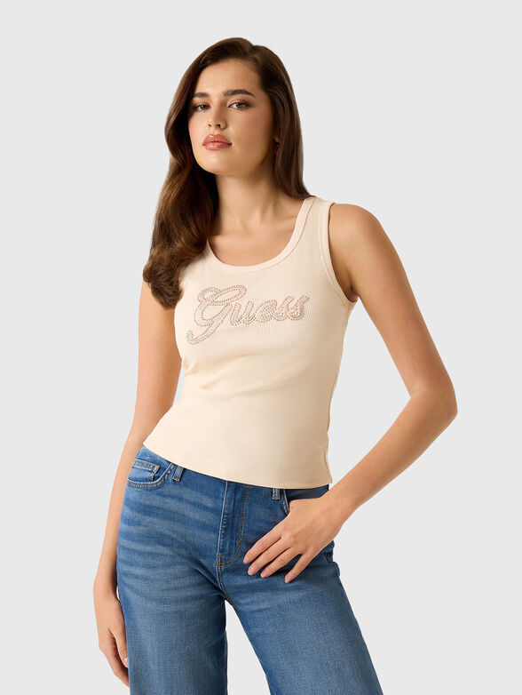 Beige top with rhinestones - 1