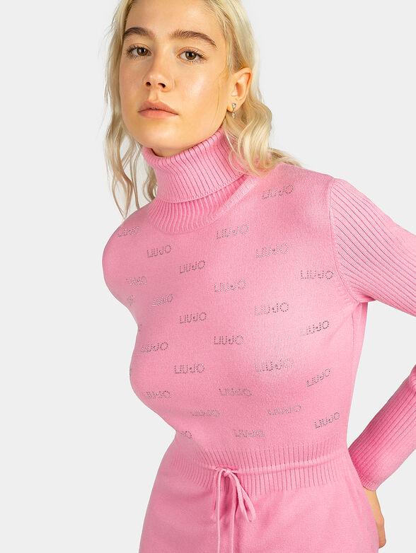 Black knitted turtleneck dress  - 4