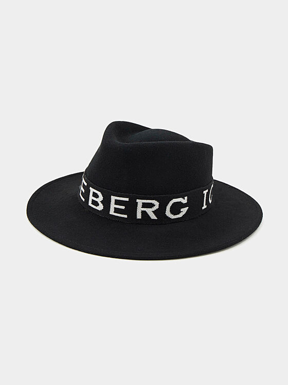 Черна вълнена шапка федора с периферия - 1