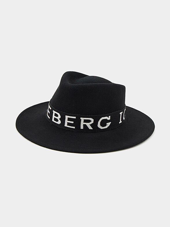 Wool black Fedora hat with brim - 1