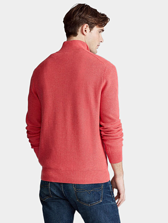 Sweater with a zip in coral - 3
