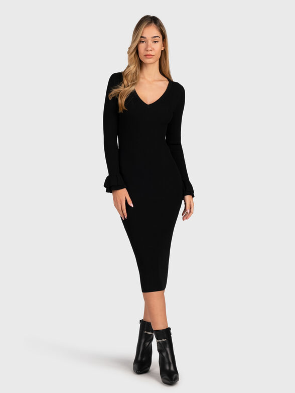 Black knitted dress with accent cuffs - 1