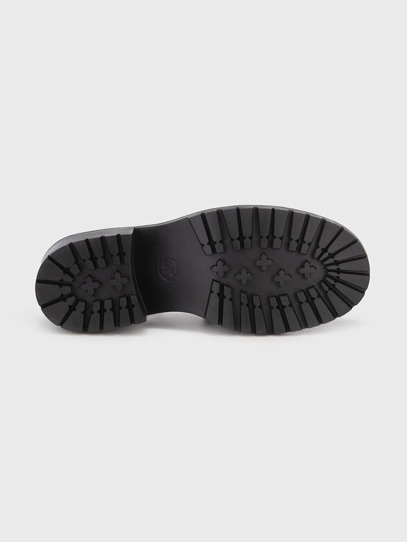 Black leather loafers with heel  - 5