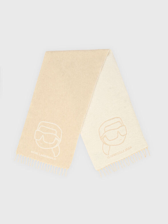 Wool blend scarf with embroidered logo - 2