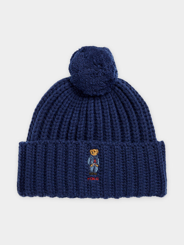 Blue knitted hat with Polo Bear embroidery - 1