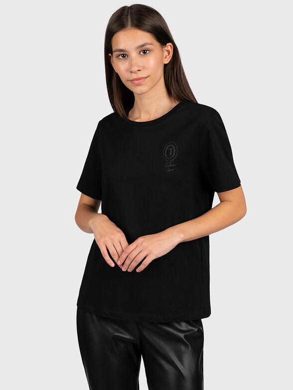 Black T-shirt with mini logo print - 1